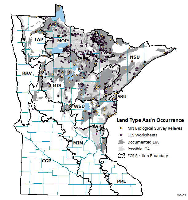 Distribution map for WFn55