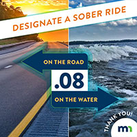 Boat sober Designate a sober ride, .08 on the road or water.