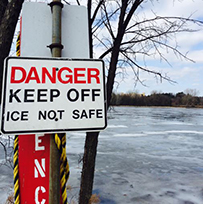 danger thin ice sign