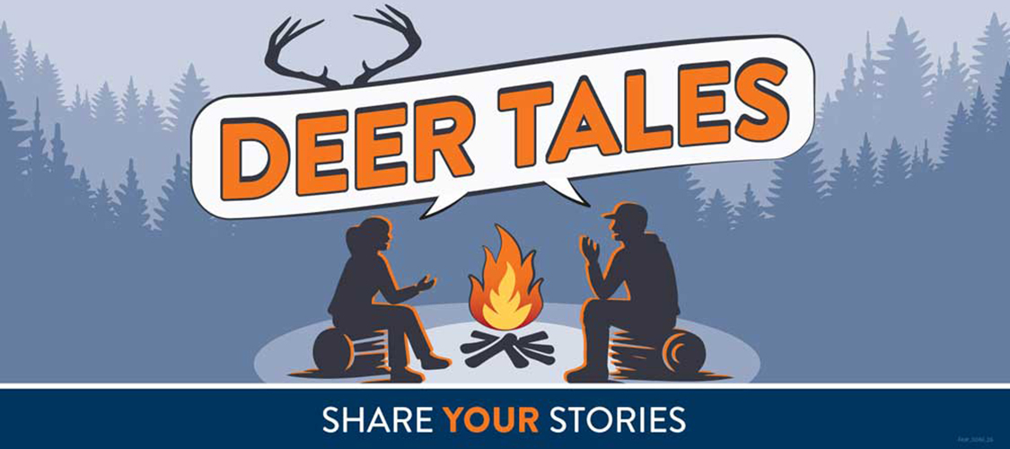 Deer Tales, share your stories Two people sharing stories around a campfire